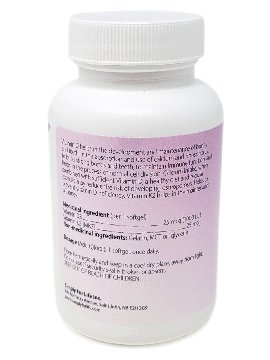 SIMPLY FOR LIFE D3+K2 (60 Softgels)