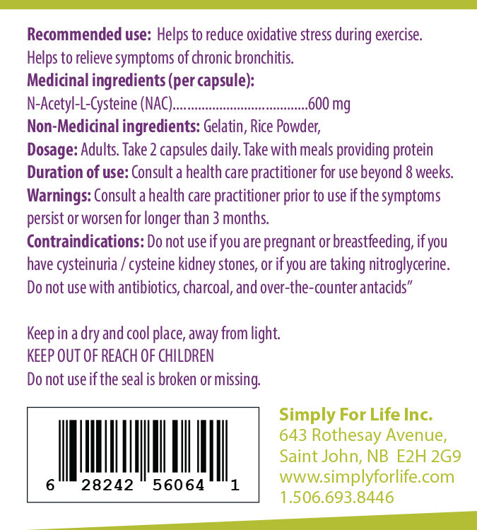SIMPLY FOR LIFE NAC 600 (120 Caps)