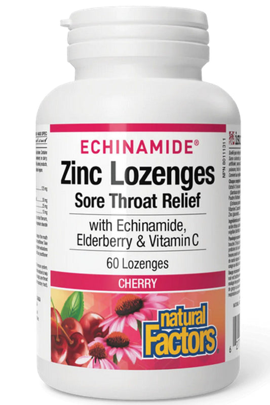 ECHINAMIDE - Zinc Lozenges with Echinamide, Elderberry & Vitamin C (Cherry - 60 lozenges)
